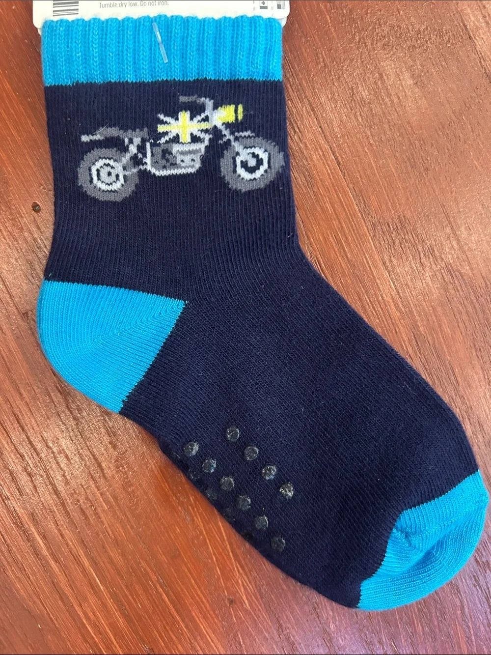 Gymboree Navy and Bright Blue Motorcycle Grip Sock